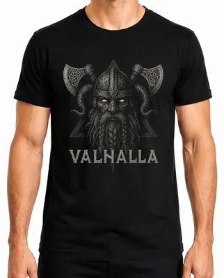 Imagen del producto de Camiseta para hombre, color , talla XL, con motivos de Valhalla, guerreros vikingos, Odín, hacha, mitología nórdica y berserkers