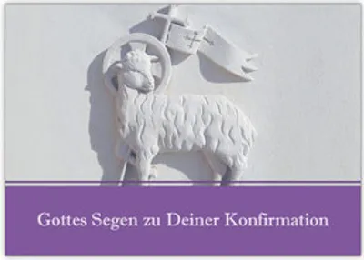 Produktbild von 4x Christliche Glückwunsch Karte mit Lamm zur Konfirmation: Gottes Segen zu Deiner Konfirmation