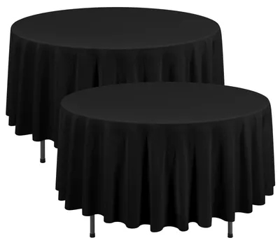 Produktbild von Omgoods – Set aus 2 schwarzen, runden Tischdecken, 228 cm, waschbar