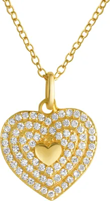 Produktbild von V Anhänger mit Kette 925/- Sterling Silber 42+3cm gelb Zirkonia weiß 358241211V