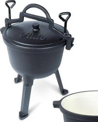 Obrázek produktu pro Smaltovaný hrnec na nožičkách s poklicí, 4L - Otevřený oheň