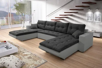 Produktbild von Wohnlandschaft Sofa NINO XL mit Schlaffunktion Grau-Schwarz