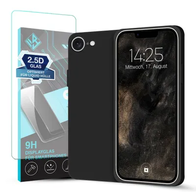 Produktbild von Hülle für Apple iPhone 17e mit 9H Displayglas Displayschutz Case Cover Bumper Smartphone Softgrip Schutzhülle Farbe: Schwarz