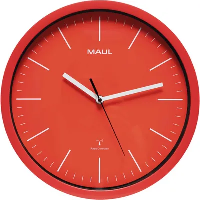 Produktbild von MAUL Wanduhr MAULjump Ø 31 x 4.2 cm funkgesteuert Kunststoff 1 x AA (1.5 V) rot
