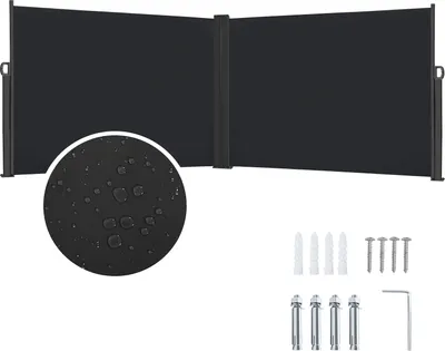 Obrázek produktu pro XMTECH 200x600cm boční markýza Dvojitá boční markýza Výsuvná markýza Polyesterová ochrana proti slunci Soukromá zástěna, antracitová barva