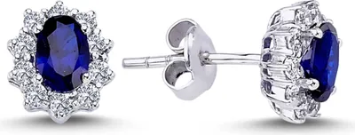 Produktbild von Entourage Diamant Oval Saphir Ohrringe 585/1000 Weißgold