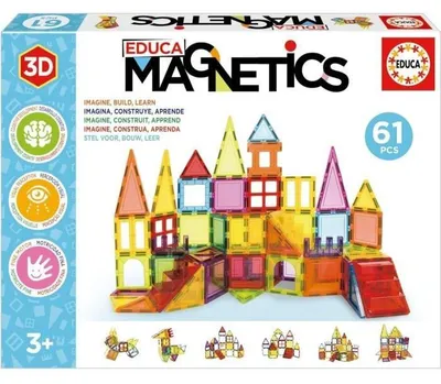 Immagine prodotto di Gioco di costruzione magnetico 3D, 61 pezzi, mattoncini magnetici, giocattolo educativo dai 3 anni in su, EDUCA Magnetics
