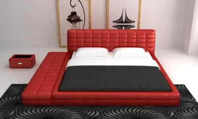 Productafbeelding van Boxspringbed, tweepersoonsbed, leren bed, designbed, bedframe, model S-9276