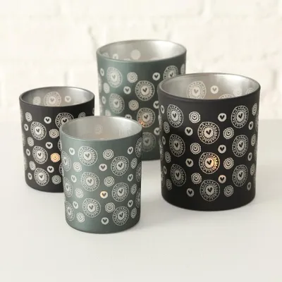 Produktbild von Windlicht Lovelyn Glas H 8/10cm grau 2er Set