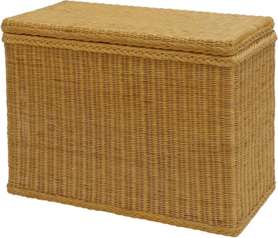 Produktbild von KRINES HOME Wäschesortierer aus echtem Rattan mit 3 Fächern / Wäschesammler, Wäschetruhe unterteilt (Honig)