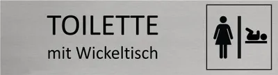 Produktbild von CombiCraft Aluminium Türschild Damen-WC mit Wickeltisch 165x45mm mit 3M-Tape
