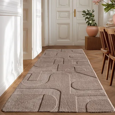 Obrázek produktu pro Homebyhome Boho Koberec Skandinávský Krátký Vlas s 3D Efektem Pratelný Moderní Koberec do Obývacího Pokoje, Velikost: 80x150 cm