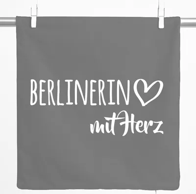 Produktbild von Huuraa Kissenbezug Berlinerin mit Herz 40x40cm Steel Grey Baumwolle Dekokissenbezug Geschenkidee