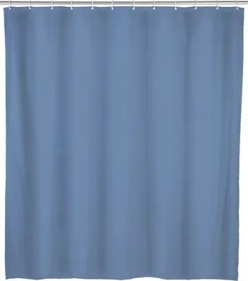 Produktbild von WENKO Dusch Vorhang Badewannen inkl. Ringe 180x200 cm Uni Blaugrau Vorhang