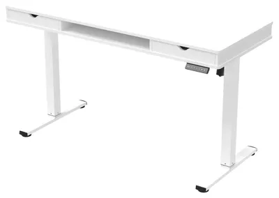 Produktbild von Weißer elektrisch höhenverstellbarer Schreibtisch mit Schubladen und USB 140x60 cm