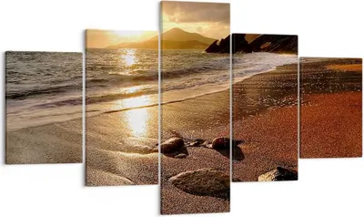 Produktbild von Bild auf Leinwand - Leinwandbild - Strand Wolken Abend Küste - 125x70cm - Wand Bild - Wanddeko - Leinwanddruck - Bilder - Kunstdruck - Wanddekoration - Leinwand bilder - Wandkunst - EA125x70-2527