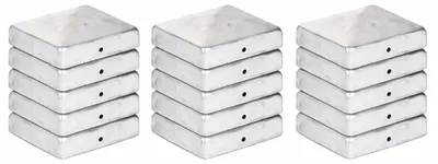Immagine prodotto di 15 coperture per pali in acciaio a forma di piramide - 71 x 71 mm - zincate