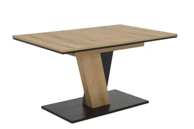 Produktbild von Hela Tische, Esstisch Auszugstisch Lucy, Nachbildung Evoke Eiche/Schwarz, Synchronauszug, V-Säulengestell mit Bodenplatte, Maß 140-180x90cm