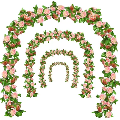 Immagine prodotto di Solidchoice - Ghirlanda di rose artificiali - 6 pezzi di tralci di fiori artificiali per matrimoni e decorazioni (rosa)