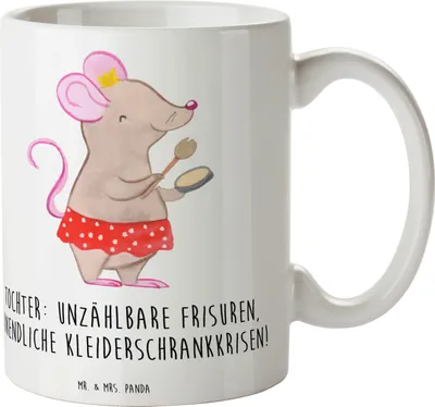 Produktbild von Mr. & Mrs. Panda Tasse Tochter Mode - Weiß - Geschenk, schöne, Liebe, Teetasse, Einfallsreichtum, Kaffeebecher, Familienleben, Becher, Trinkbecher, Freude, Jubiläen