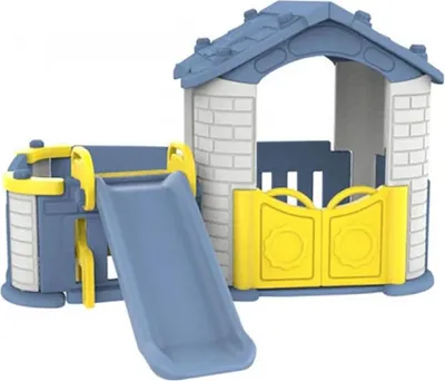 Image de Maison de jardin pour enfants avec toboggan et jardin 3en1 bleu