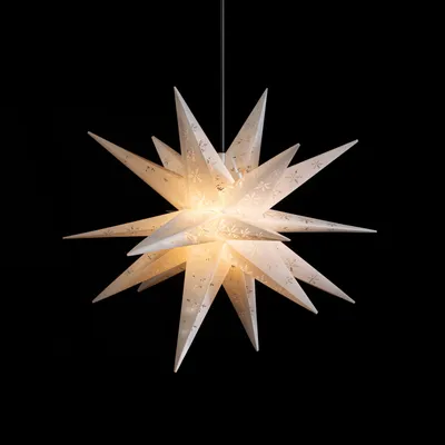 Produktbild von Sterntaler Dekostern | Weihnachtsstern mit Schneeflocken Design | Faltstern | 55cm | Außen | Glühbirne | Netzstecker, Farbe:weiß