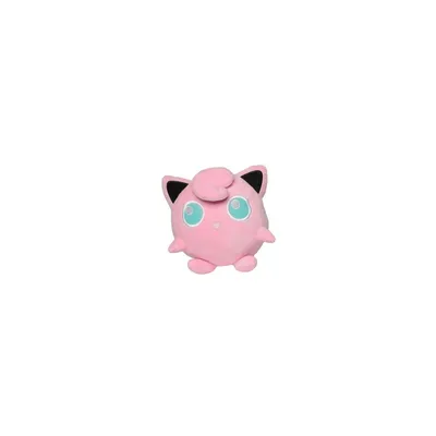 A pink plush toy of the Pokemon character Jigglypuff is shown against a white background.