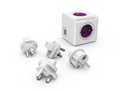 Obrázek produktu pro Allocacoc PowerCube ReWiRable USB, Typ E / F, Typ G (BS 1363), Typ I, Purpurová, Bílá, CE, RoHS, 4 AC zásuvky / AC zásuvek, 10 A, 230 V