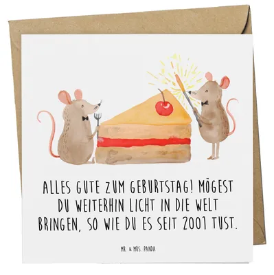 Produktbild von Mr. & Mrs. Panda Grußkarte 2001 Geburtstag Licht - Weiß - Geschenk, faltkarte, im Jahr, Happy Birthday, Geburtstagsgeschenk, Glückwunsch, Erinnerungen, Geburtsjahr, Alter