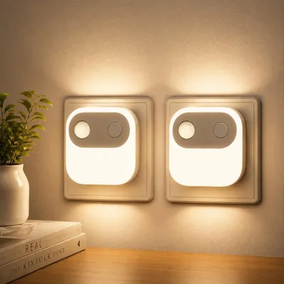 Immagine prodotto di Luce notturna per presa - Luce notturna per bambini - 2 pezzi - 3 livelli di luminosità - Sensore di movimento