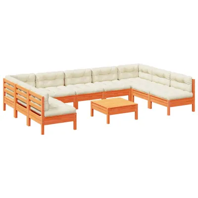 Produktbild von 10-tlg. Garten-Sofagarnitur mit Kissen Wachsbraun Kiefernholz
