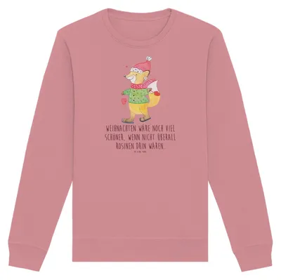Produktbild von Mr. & Mrs. Panda Organic Sweatshirt Fuchs  Schlittschuhe Größe XXL - Canyon Pink - Geschenk, Weihnachten, Bio Pullover, Pulli, Weihnachtsmann, Winter, Baumwoll, Sweater