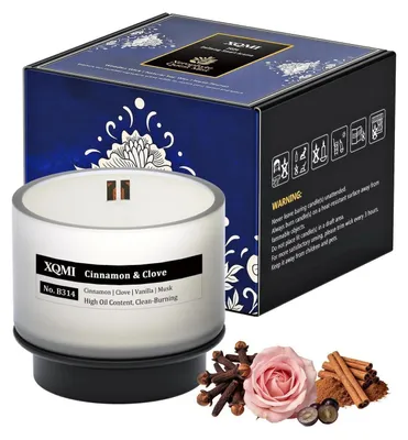 Produktbild von Duftkerzen Set Zimt Muskatnuss Vanille Sandelholz Sojawachs Geschenkbox 4er