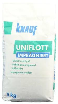 Produktbild von Knauf Uniflott imprägniert, Spachtelmasse zur Grundverspachtelung von Gipsplattenfugen, Wand und Decke, Feuchtraum, 5 kg