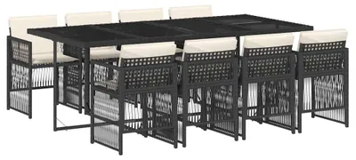 Produktbild von vidaXL 9-tlg. Garten-Essgruppe mit Kissen Schwarz Poly Rattan
