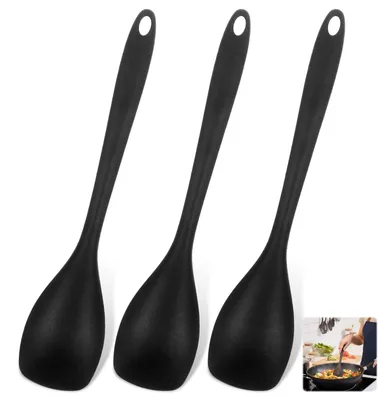 Productafbeelding van Set van 3 Siliconen Kooklepels 28cm - Antiaanbak Kooklepels