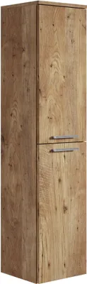 Image de Armoire de salle de bain Saturnus 35 x 35 x 130 cm - chêne châtaignier - armoire suspendue haute à 2 portes
