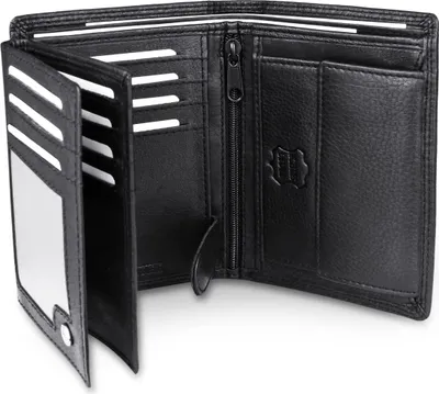 Produktbild von Frentree® Herren Geldbörse aus Nappa Leder mit RFID Schutz, 15 Kartenfächer, Hochformat Portemonnaie, Schwarz