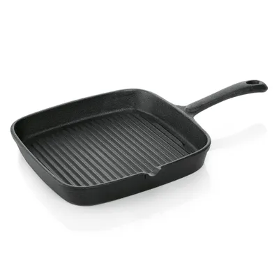Produktbild von Grillpfanne, geriffelt, Gusseisen unbeschichtet, 22x22 cm