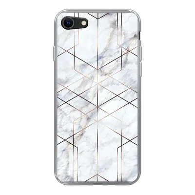Produktbild von MuchoWow® Handyhülle Schutzhülle Hülle für iPhone SE 2022 Marmor - Gold - Weiß Silikon Softcase Handy Hülle - Schutzhülle