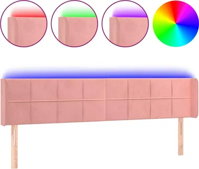 Produktbild von vidaXL LED Kopfteil Rosa 183x16x78/88 cm Samt