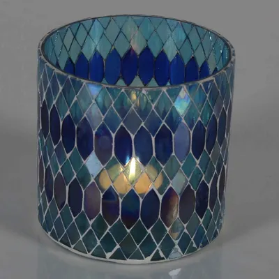 Produktbild von Marokkanisches Mosaik Windlicht Rayan Dunkelblau, Größe:M