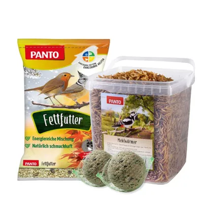 Produktbild von PANTO Energiepaket - für Wildvögel mit Fettfutter, Meisenknödel + Mehlwürmern