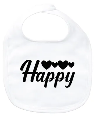 Produktbild von Huuraa Baby Lätzchen Happy Herzen White Klettverschluss  Baumwolle Latz Geschenkidee