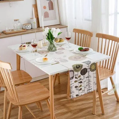 Obrázek produktu pro Běžec na stůl Famanu, moderní, šedé květiny, rozměry 40 x 140 cm