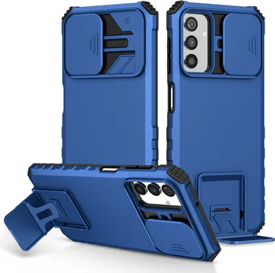 Immagine prodotto di Custodia per Samsung Galaxy A13 5G/4G a doppio strato robusta, protezione militare con kickstand e protezione fotocamera scorrevole blu