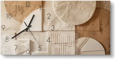 Produktbild von DEQORI Glasuhr 60x30 cm Zahlen 'Wüstengeometrie' Wanduhr Glas Uhr Design leise Küchenuhr