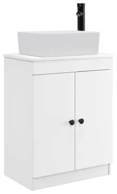 Image de Armoire de salle de bain avec lavabo vidaXL, blanche, 54 x 35 x 83 cm