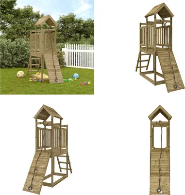 Produktbild von vidaXL Spielturm mit Kletterwand Imprägniertes Kiefernholz - Spielturm - Spieltürme - Spielhaus - Spielturm Mit Kletterwand