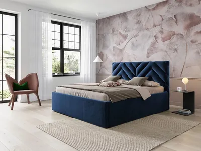 Obrázek produktu pro Manželská postel s úložným prostorem 180x200 SUELA - modrá